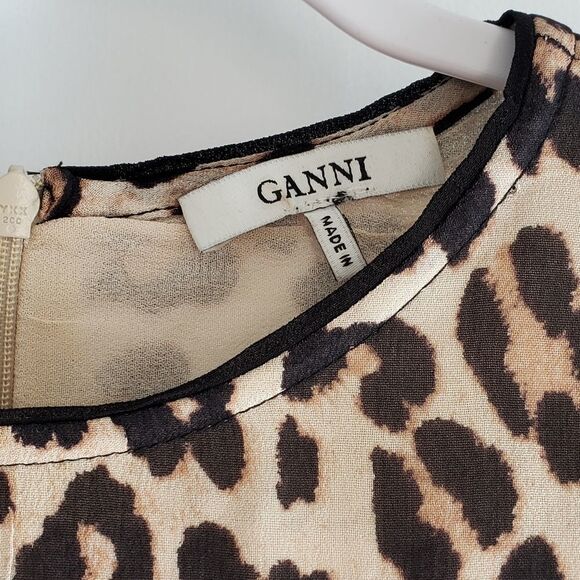 Ganni Mullin Georgette Animal Print Blouse - Size 36 - Picture 2 of 12